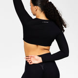 'Bella' Twist Long Sleeve - Black - Kikiva Collection