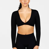 'Bella' Twist Long Sleeve - Black - Kikiva Collection
