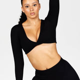 'Bella' Twist Long Sleeve - Black - Kikiva Collection