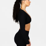 'Bella' Twist Long Sleeve - Black - Kikiva Collection