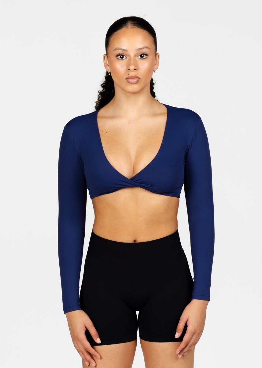'Bella' Twist Long Sleeve - Dark Blue - Kikiva Collection
