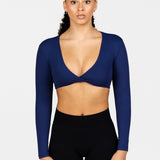 'Bella' Twist Long Sleeve - Dark Blue - Kikiva Collection