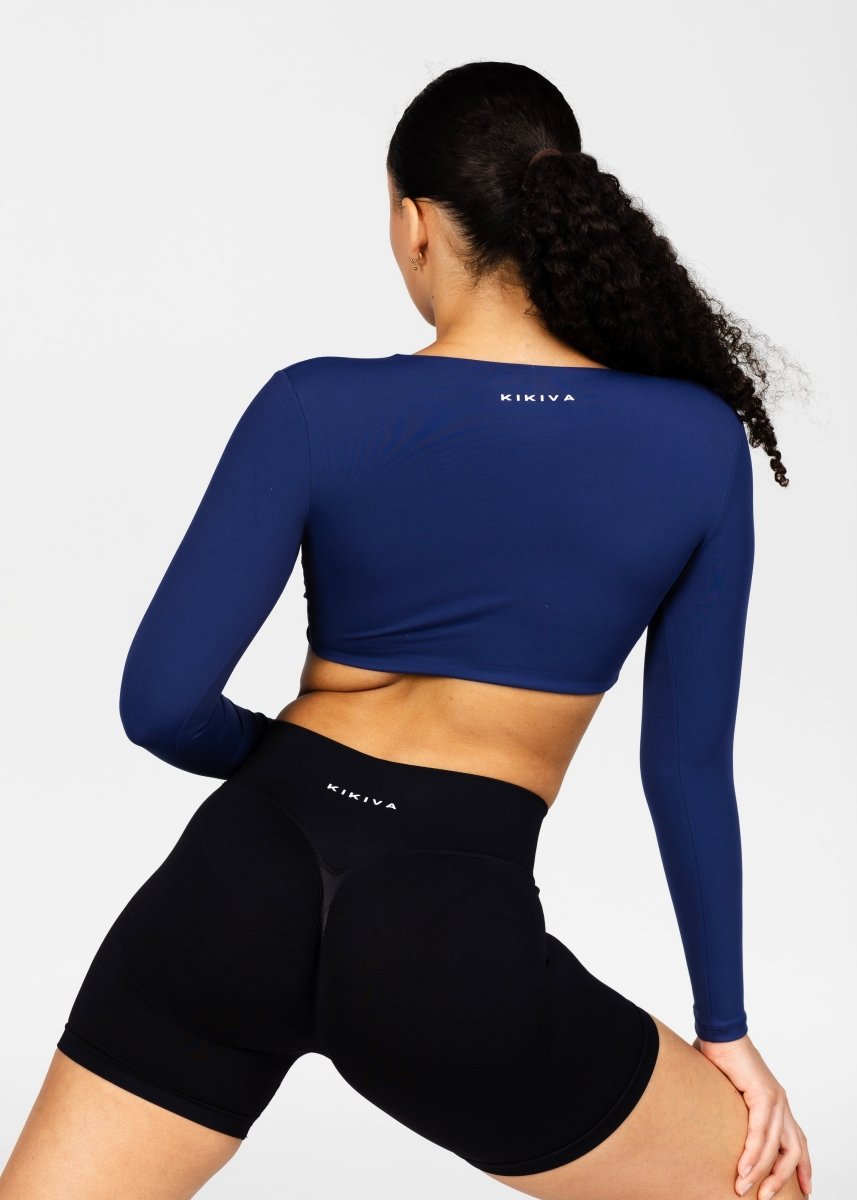 'Bella' Twist Long Sleeve - Dark Blue - Kikiva Collection