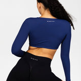 'Bella' Twist Long Sleeve - Dark Blue - Kikiva Collection