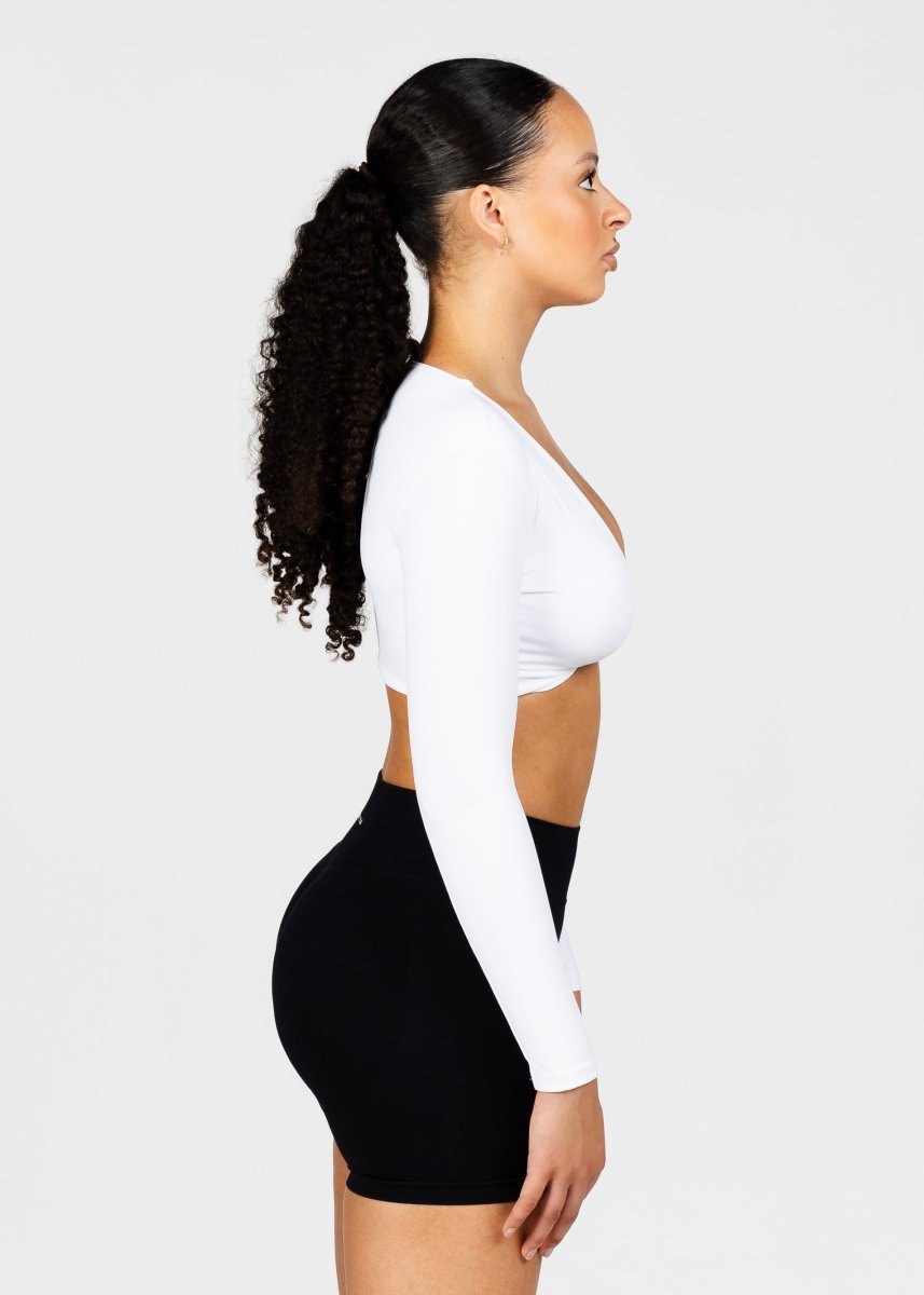 ‘Bella’ Twist Long Sleeve - White - Kikiva Collection