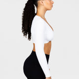 ‘Bella’ Twist Long Sleeve - White - Kikiva Collection