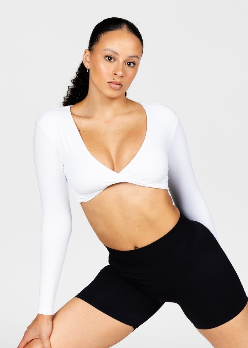 ‘Bella’ Twist Long Sleeve - White - Kikiva Collection