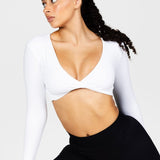 ‘Bella’ Twist Long Sleeve - White - Kikiva Collection