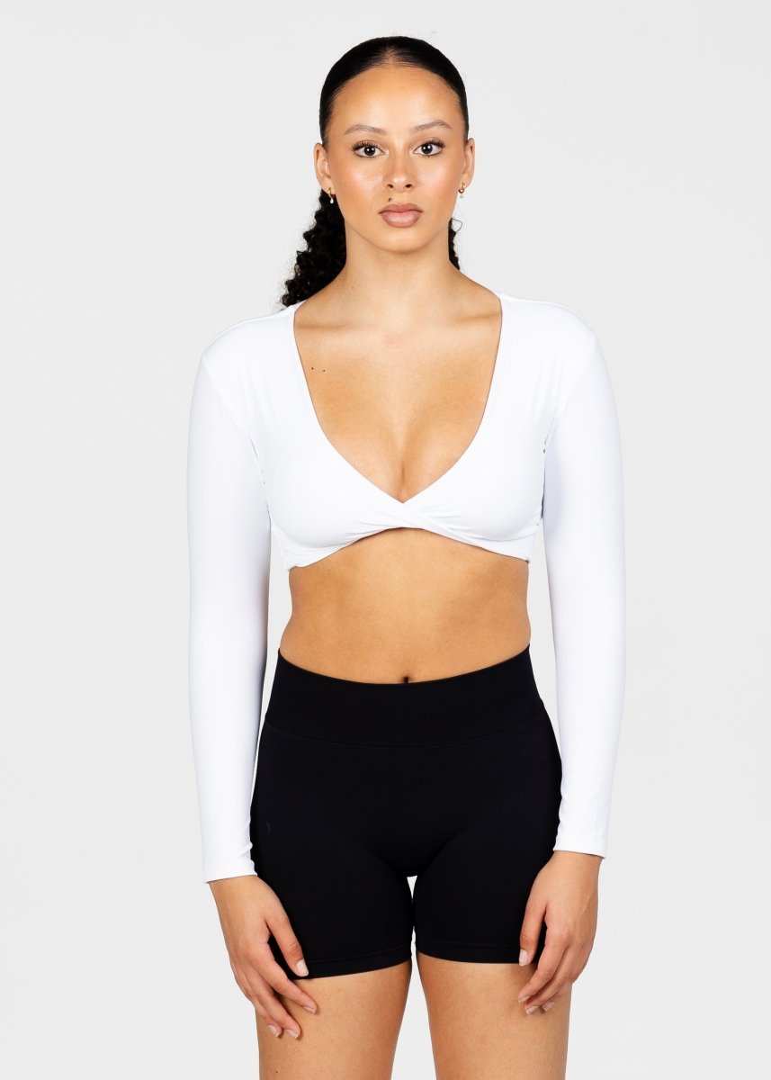 ‘Bella’ Twist Long Sleeve - White - Kikiva Collection