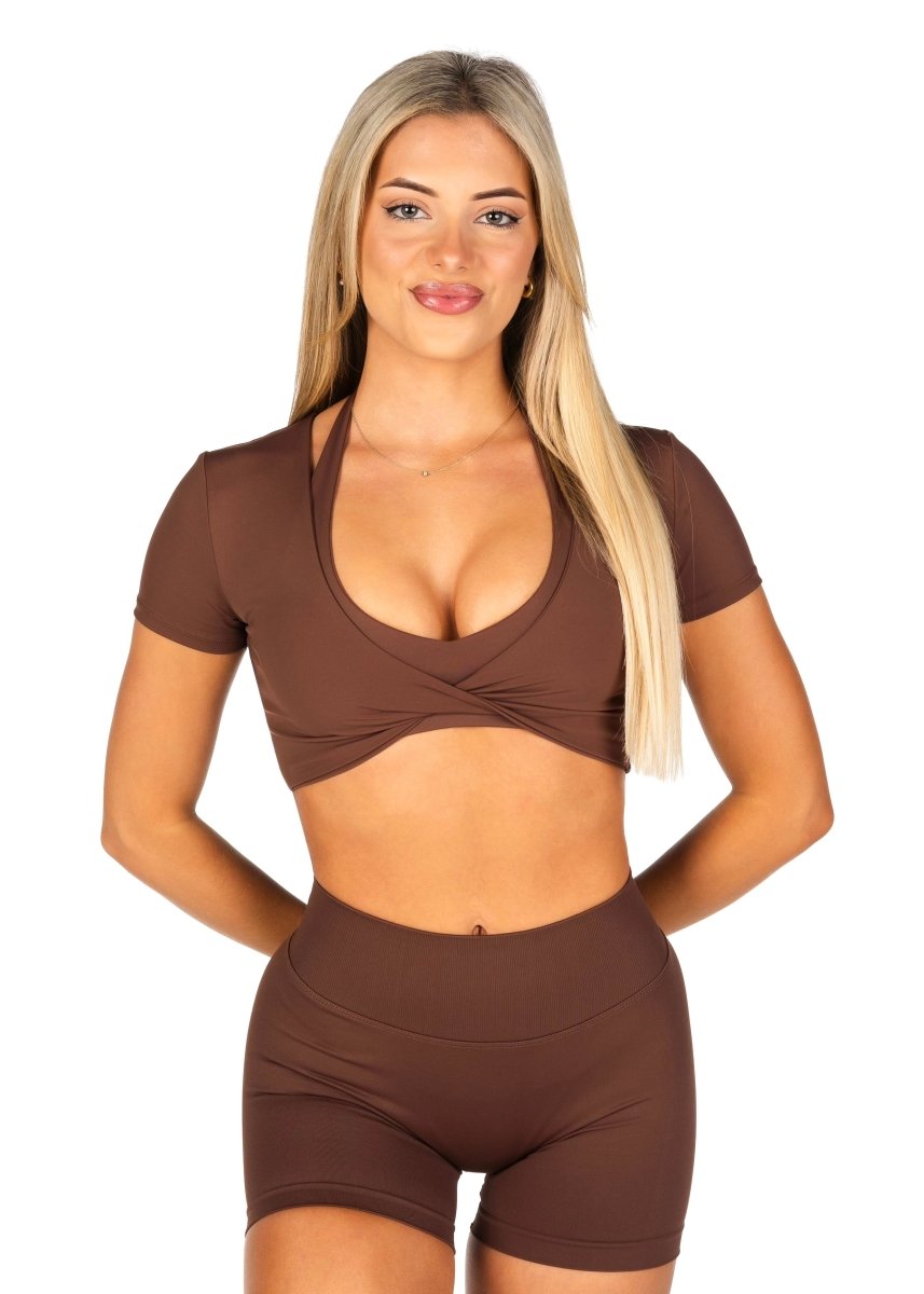 'Bella' Twist Tee - Mocha Brown - Kikiva Collection