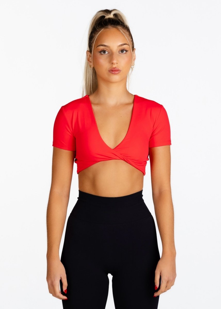 ‘Bella' Twist Tee - Red - Kikiva Collection