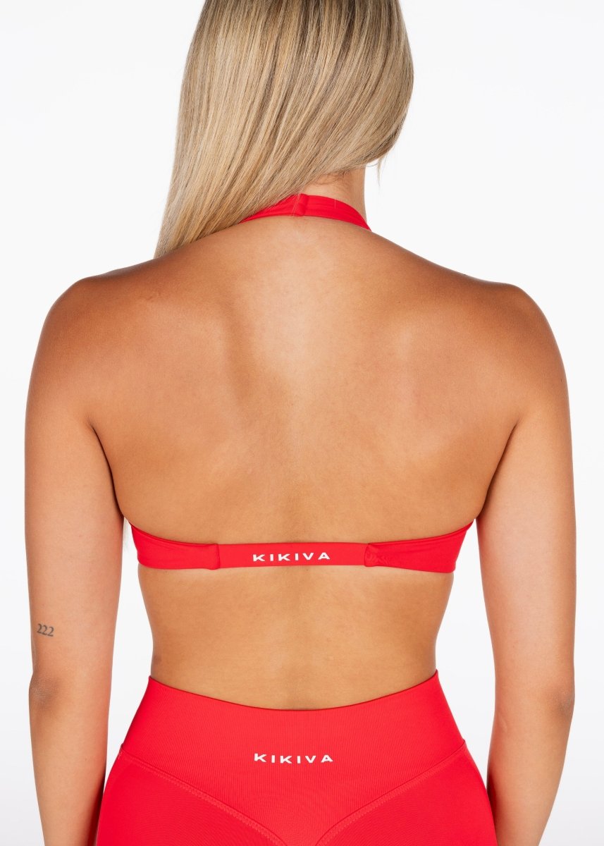 Dynamic Halter Twist Crop - Cherry Red - Kikiva Collection