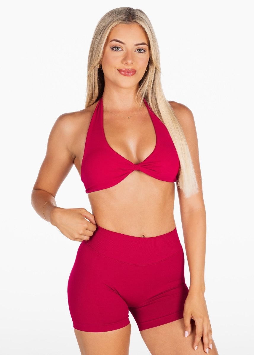 Dynamic Halter Twist Crop - Scarlett - Ruby Red - Kikiva Collection