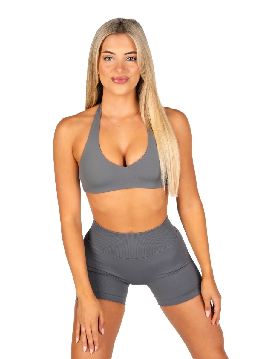 Dynamic Staple Halter Crop - Charcoal - Kikiva Collection