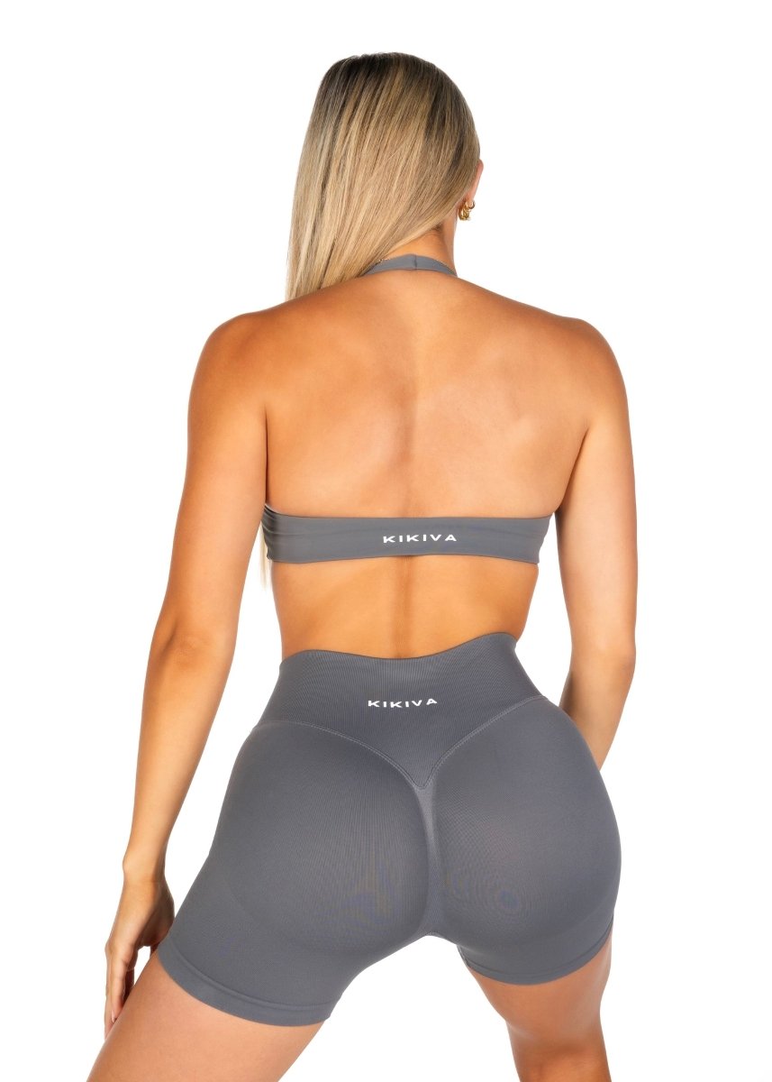 Dynamic Staple Halter Crop - Charcoal - Kikiva Collection