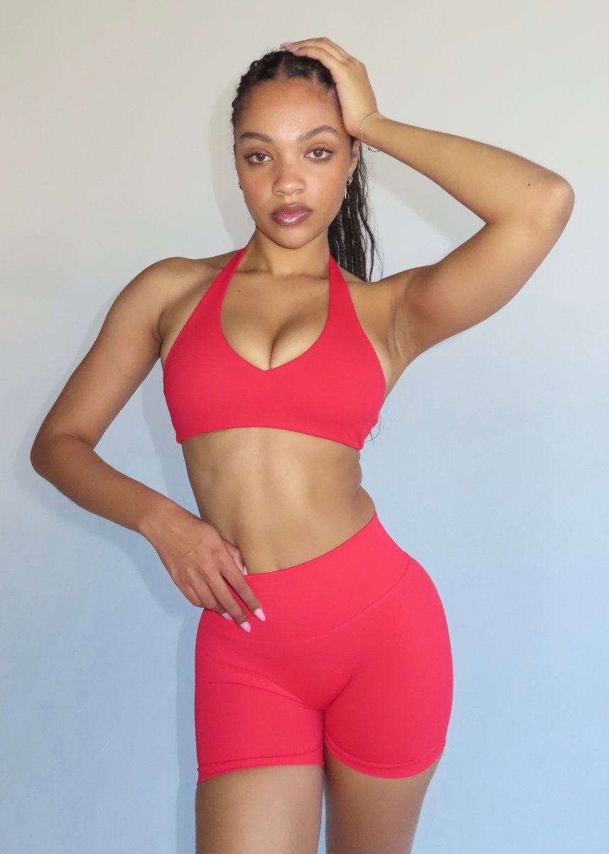 Dynamic Staple Halter Crop - Cherry Red - Kikiva Collection