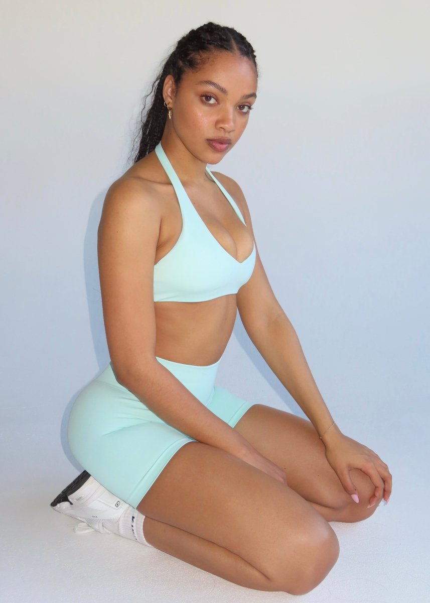 Dynamic Staple Halter Crop - Icey Sea - Kikiva Collection