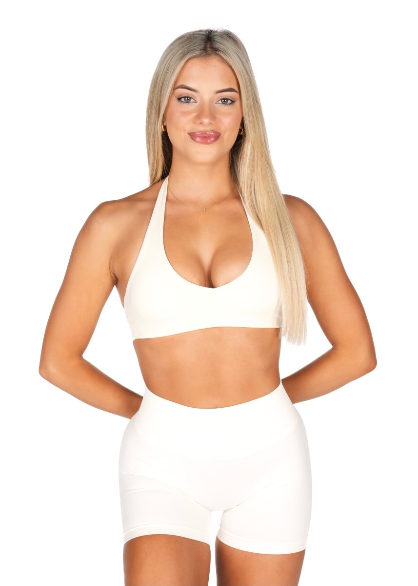 Dynamic Staple Halter Crop - Ivory - Kikiva Collection