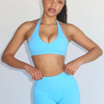 Dynamic Staple Halter Crop - Marine Blue - Kikiva Collection