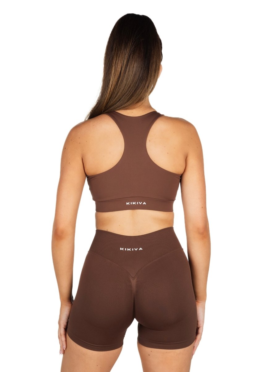 Dynamic 'Support' Crop - Mocha Brown - Kikiva Collection