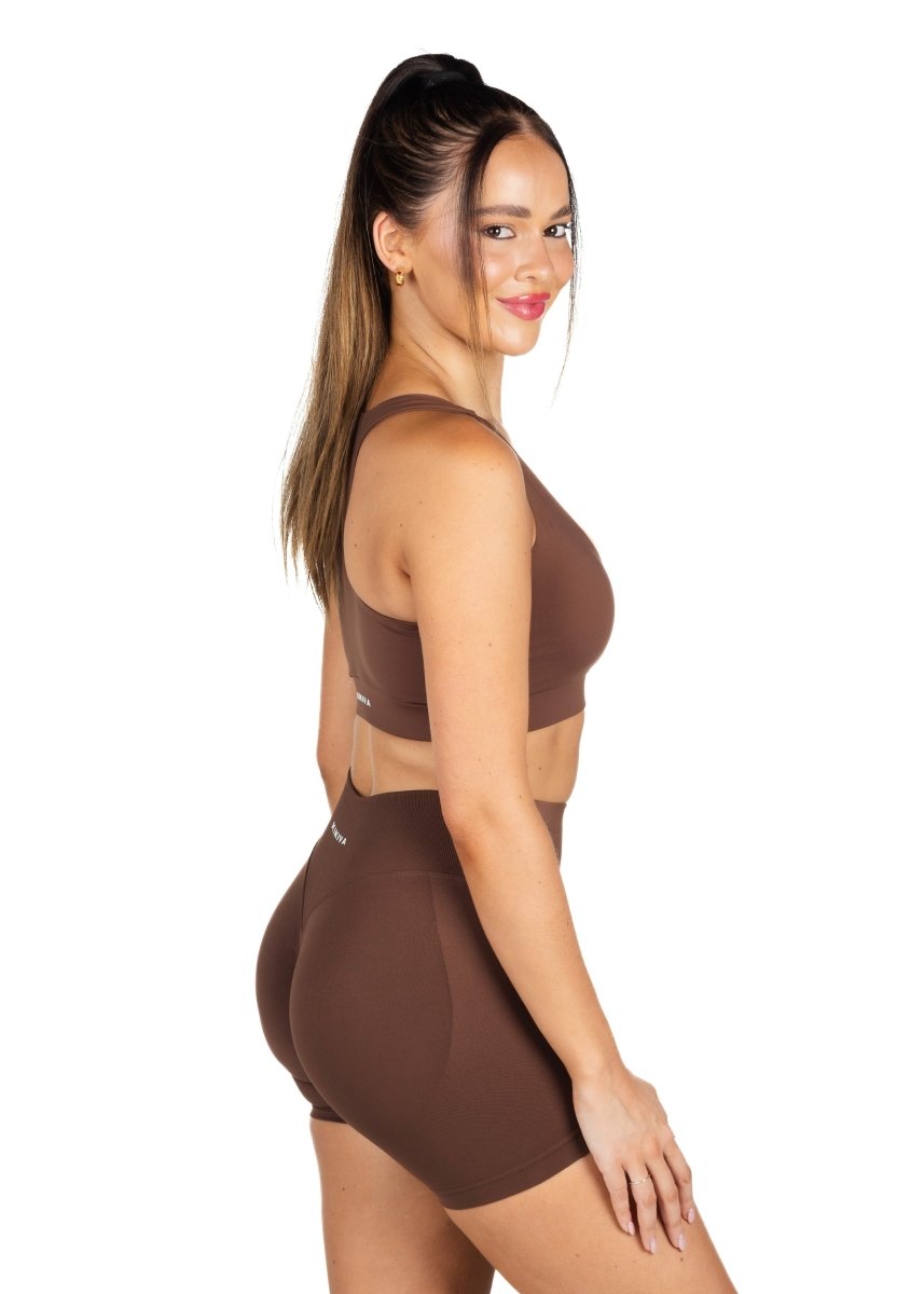 Dynamic 'Support' Crop - Mocha Brown - Kikiva Collection