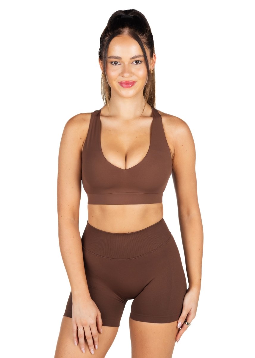 Dynamic 'Support' Crop - Mocha Brown - Kikiva Collection
