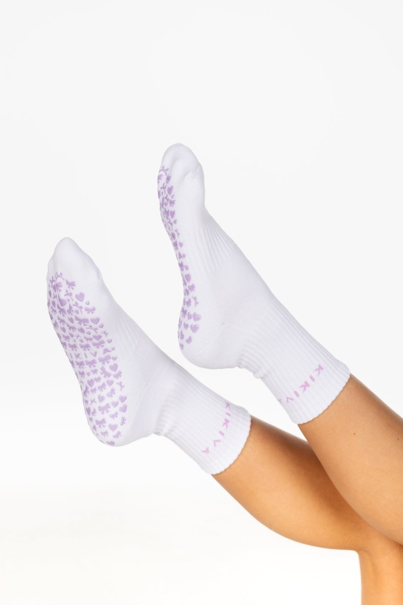 Kikiva 'Bow' Pilates Grip Socks - Baby Purple - Kikiva Collection