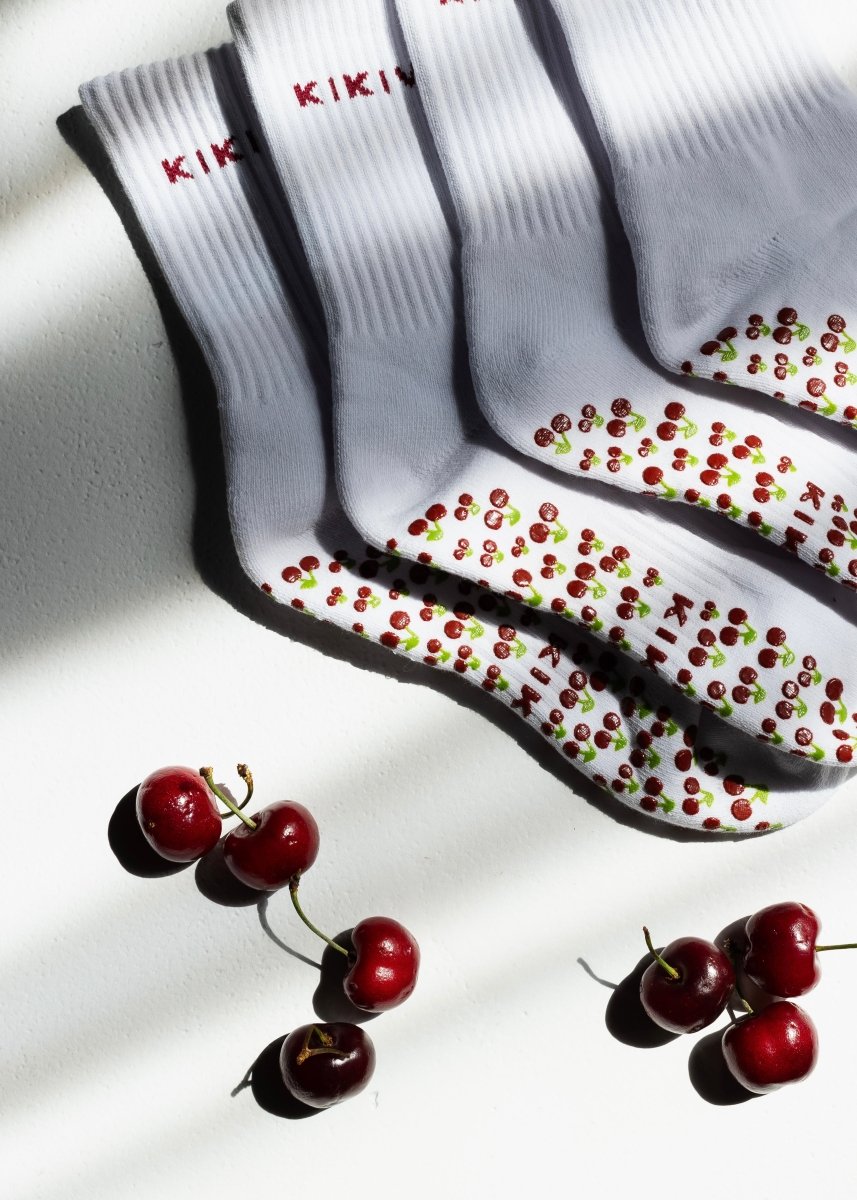 Kikiva 'Cherry' Pilates Grip Socks - Kikiva Collection