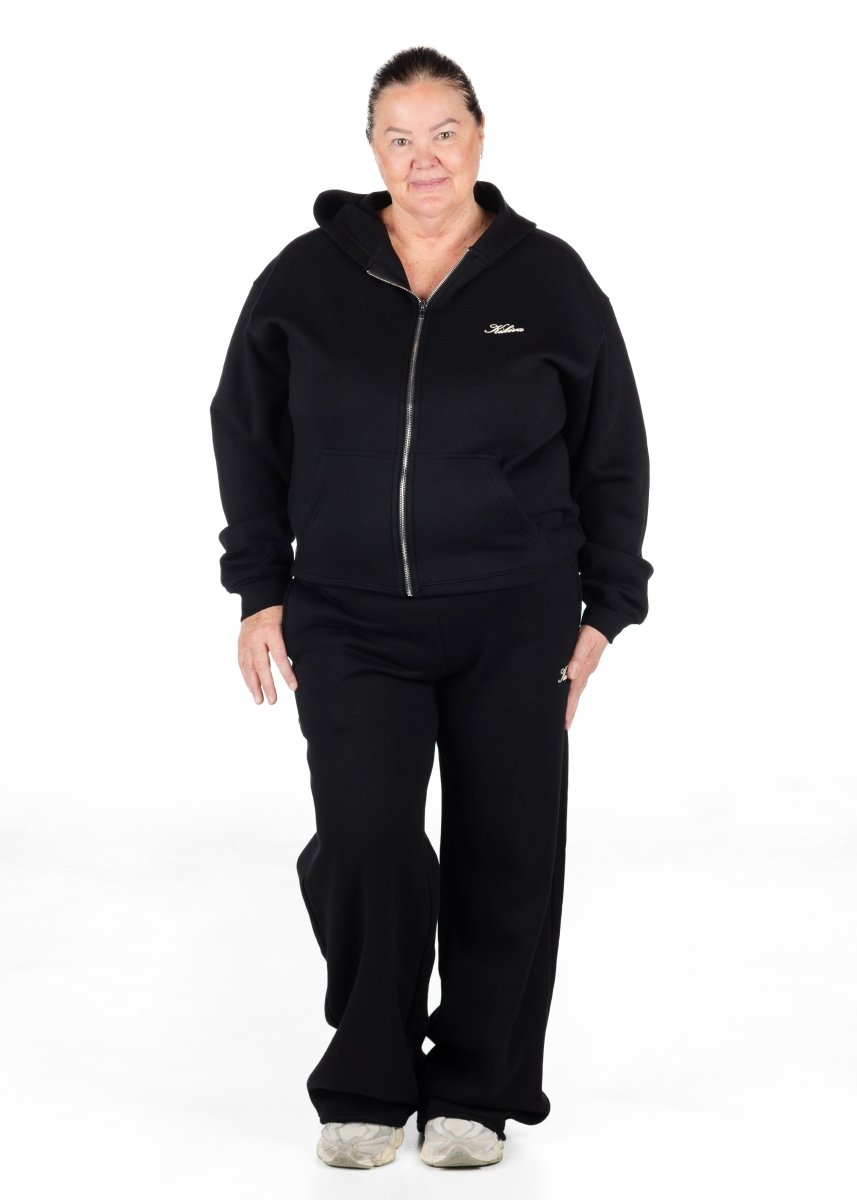‘Kikiva’ Lounge Wide Leg Trackpant - Black - Kikiva Collection