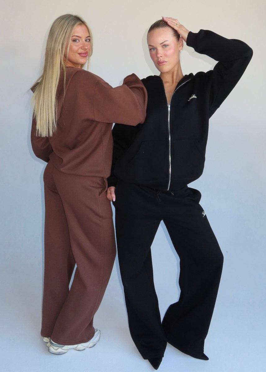 ‘Kikiva’ Lounge Wide Leg Trackpant - Black - Kikiva Collection