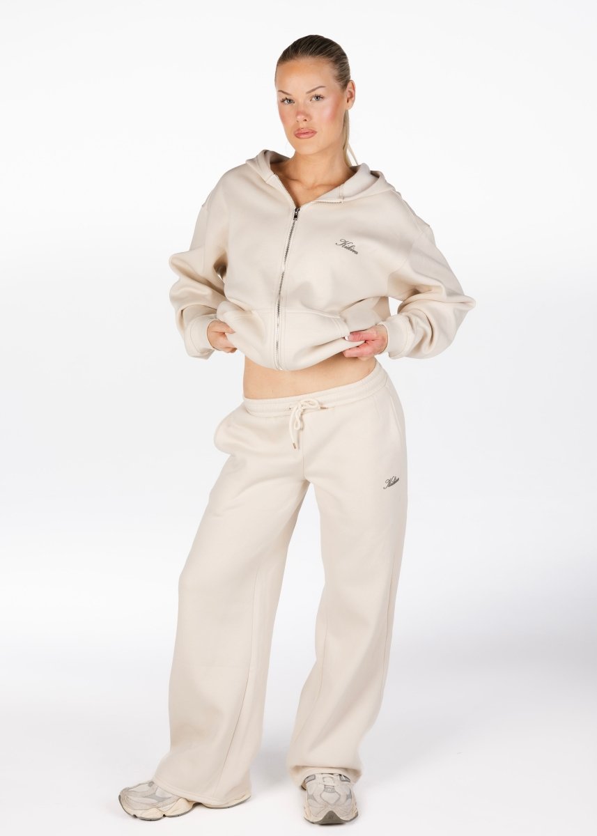 ‘Kikiva’ Lounge Wide Leg Trackpant - Cream - Kikiva Collection