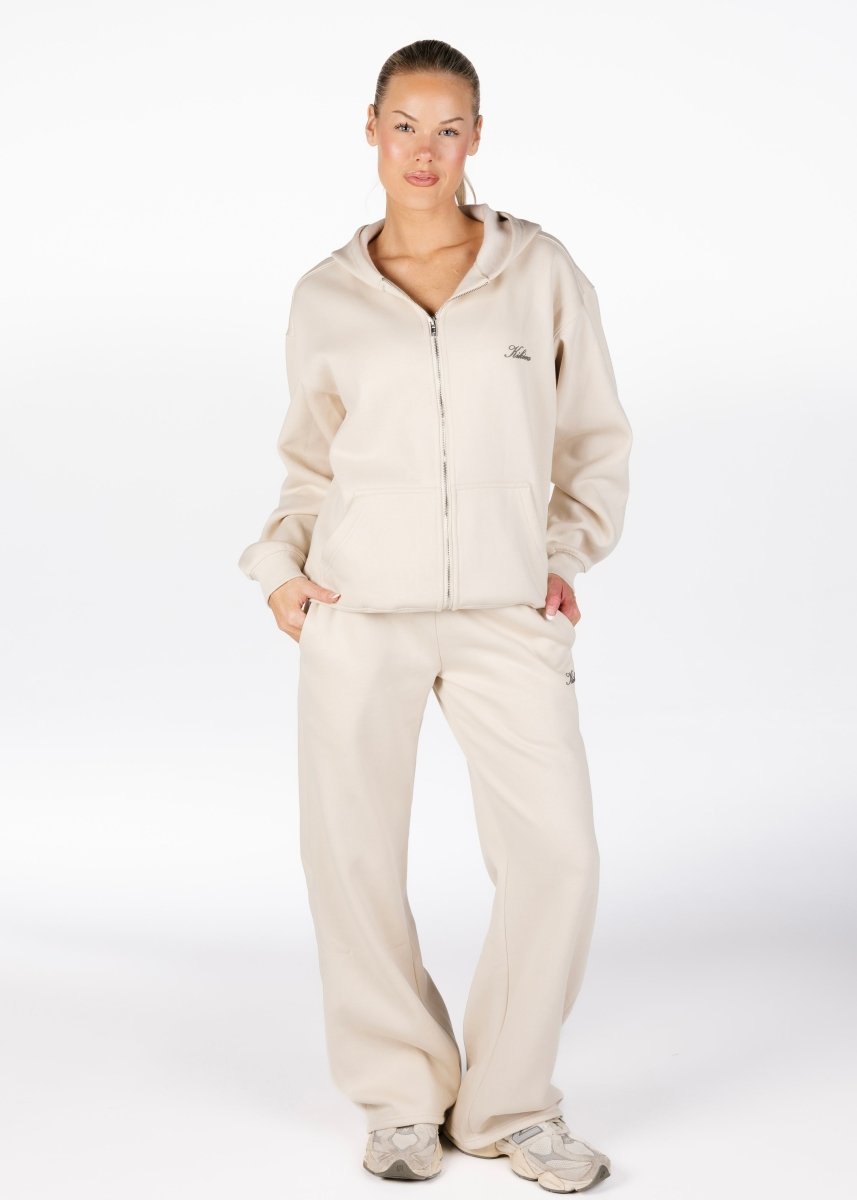 ‘Kikiva’ Lounge Wide Leg Trackpant - Cream - Kikiva Collection