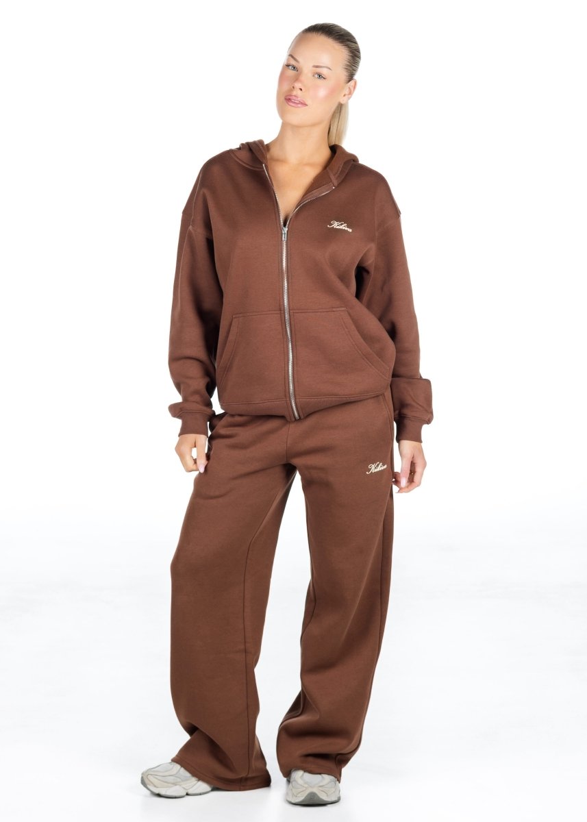 ‘Kikiva’ Lounge Wide Leg Trackpant - Mocha - Kikiva Collection