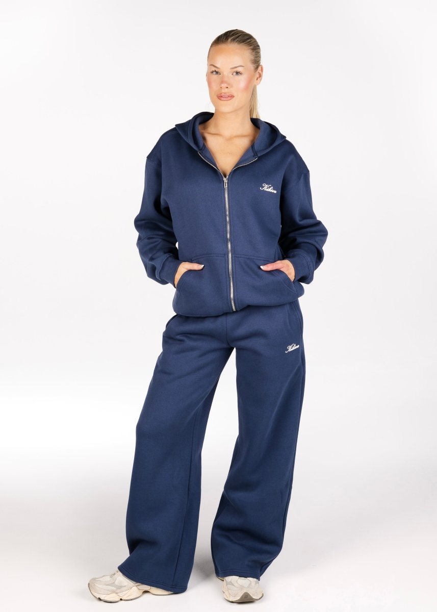 ‘Kikiva’ Lounge Wide Leg Trackpant - Navy - Kikiva Collection