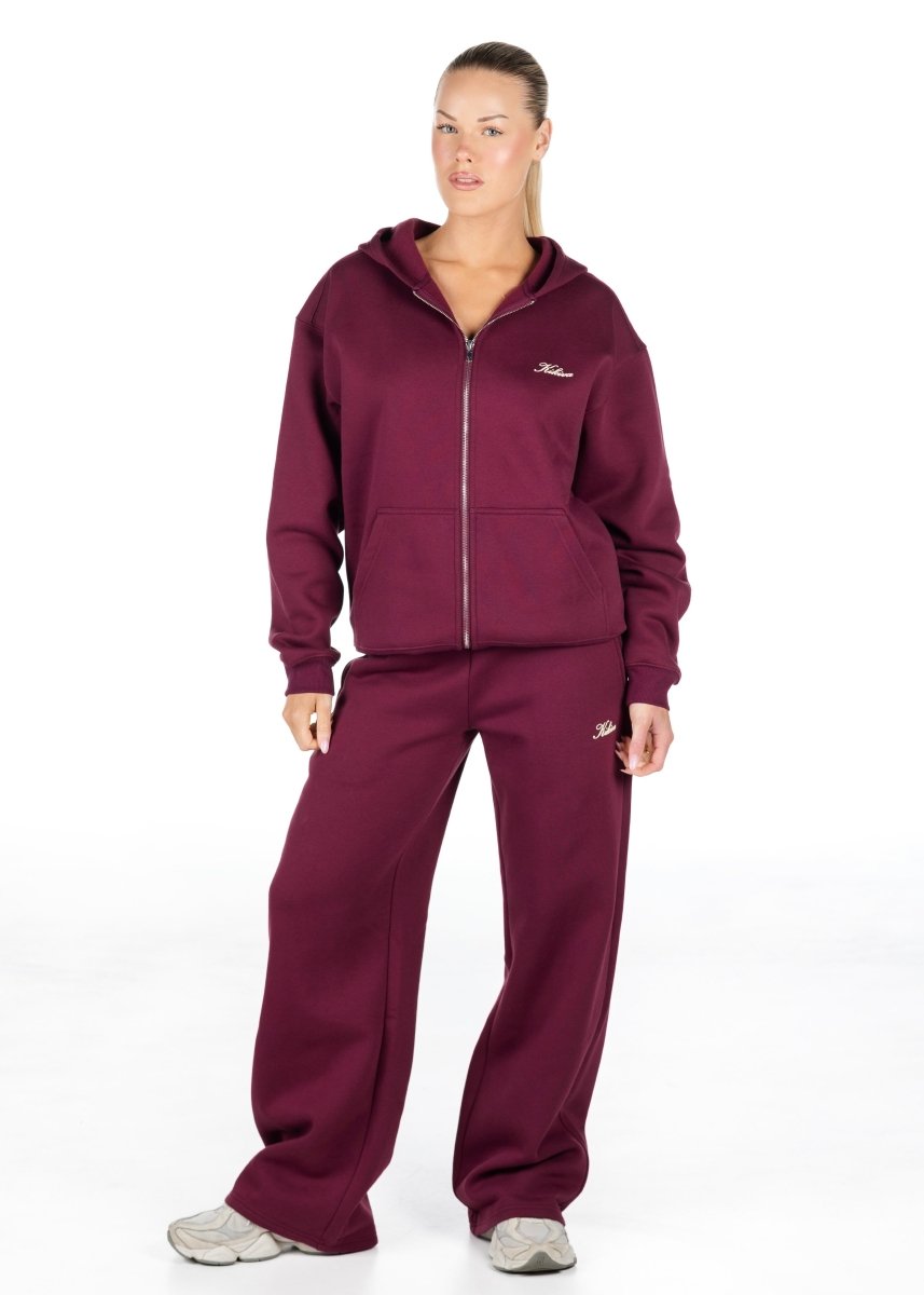‘Kikiva’ Lounge Wide Leg Trackpant - Wine - Kikiva Collection