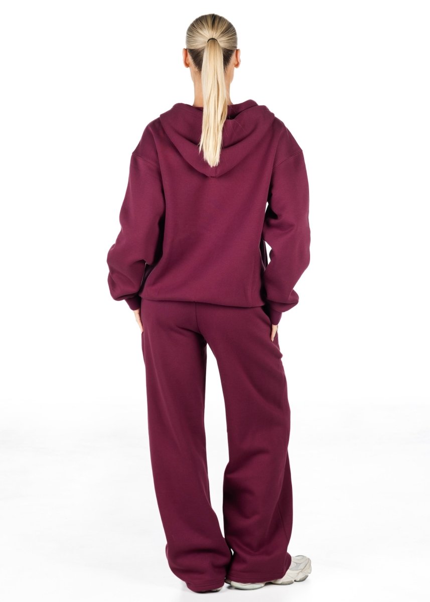 ‘Kikiva’ Lounge Wide Leg Trackpant - Wine - Kikiva Collection