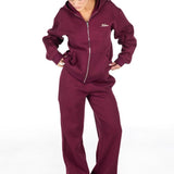 ‘Kikiva’ Lounge Wide Leg Trackpant - Wine - Kikiva Collection