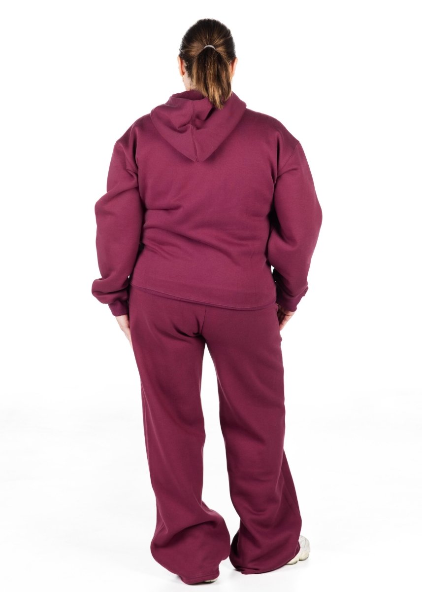 ‘Kikiva’ Lounge Wide Leg Trackpant - Wine - Kikiva Collection