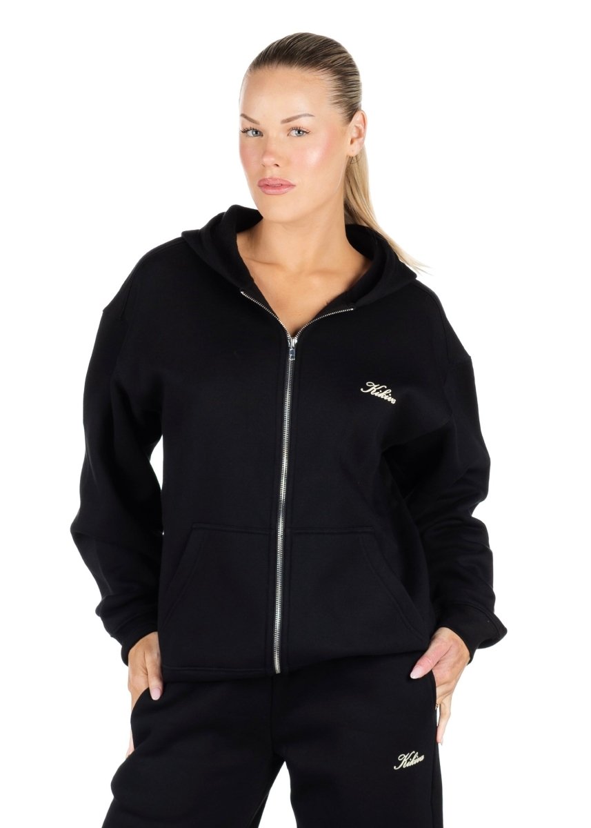 ‘Kikiva’ Lounge Zip Jacket - Black - Kikiva Collection
