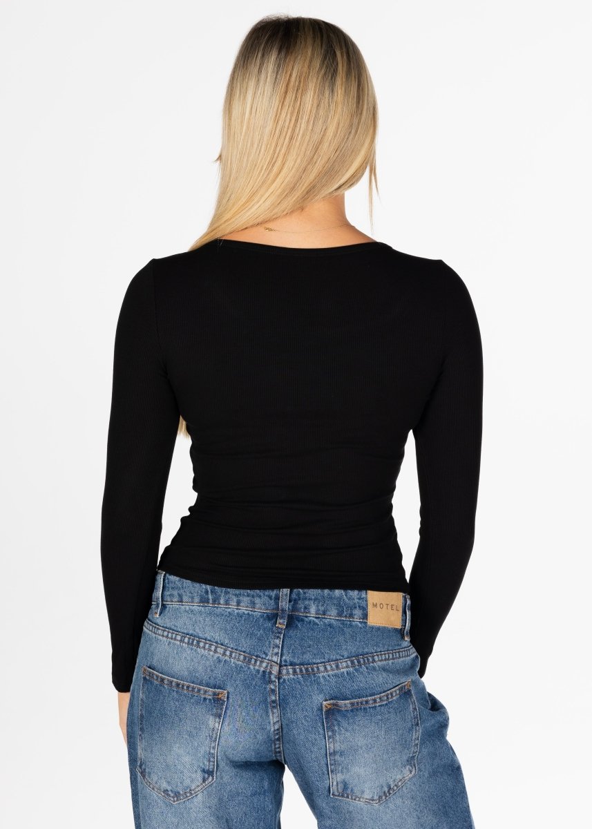 Kikiva Ribbed Long Sleeve - Black - Kikiva Collection
