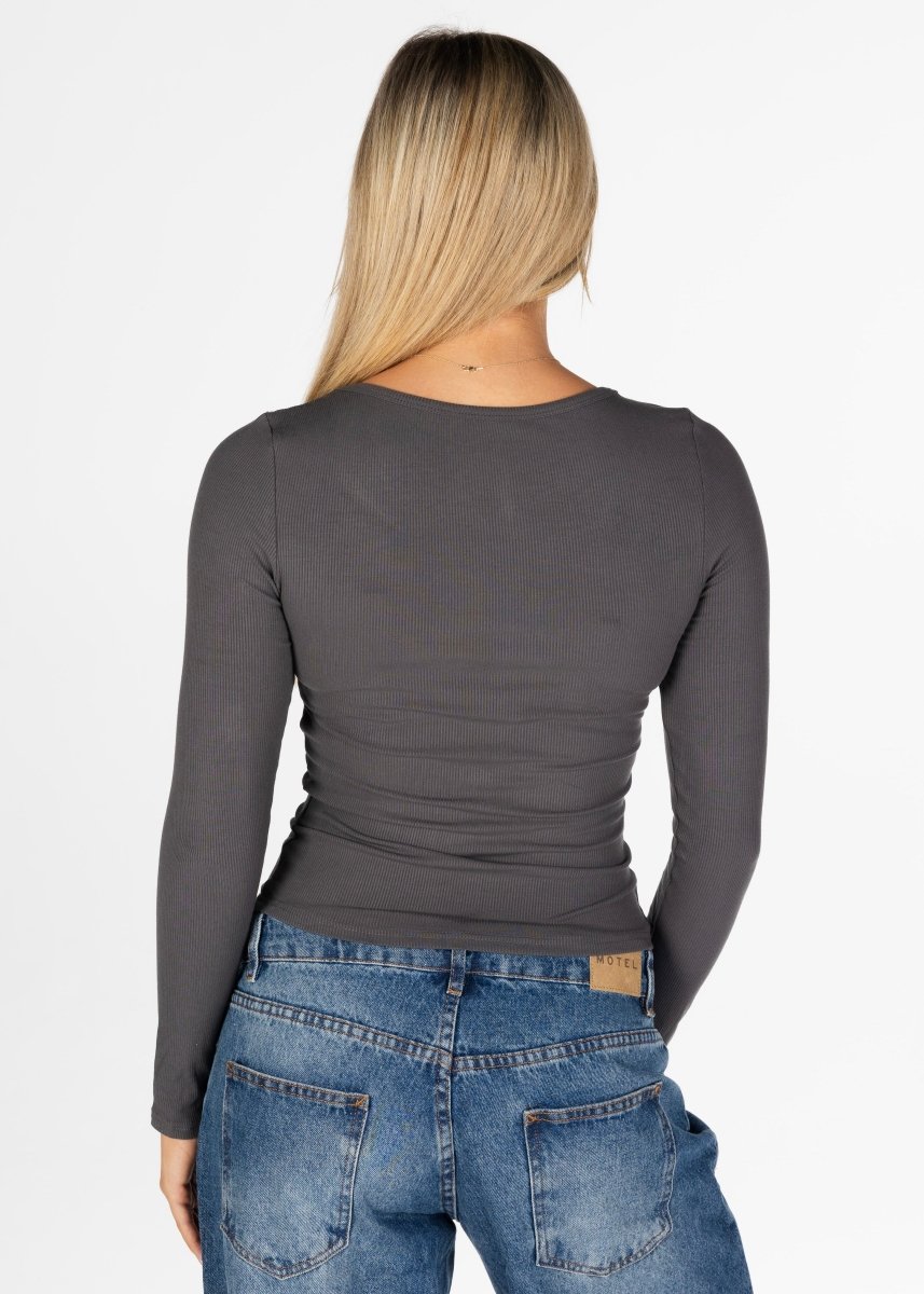Kikiva Ribbed Long Sleeve - Charcoal - Kikiva Collection