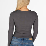 Kikiva Ribbed Long Sleeve - Charcoal - Kikiva Collection