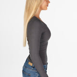 Kikiva Ribbed Long Sleeve - Charcoal - Kikiva Collection