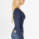 Kikiva Ribbed Long Sleeve - Deep Blue - Kikiva Collection