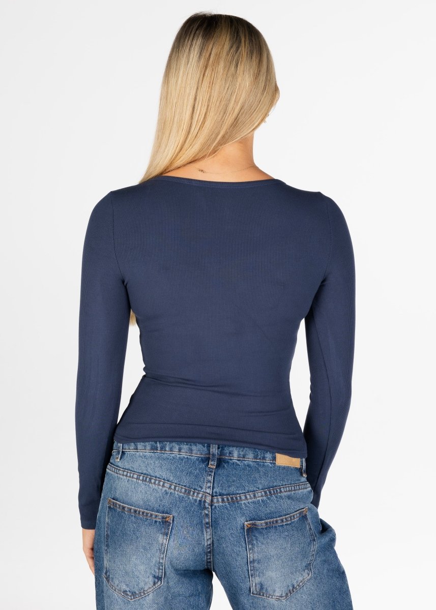 Kikiva Ribbed Long Sleeve - Deep Blue - Kikiva Collection