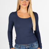 Kikiva Ribbed Long Sleeve - Deep Blue - Kikiva Collection