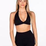 'Lacey Halter' Crop - Black - Kikiva Collection