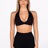 'Lacey Halter' Crop - Black - Kikiva Collection