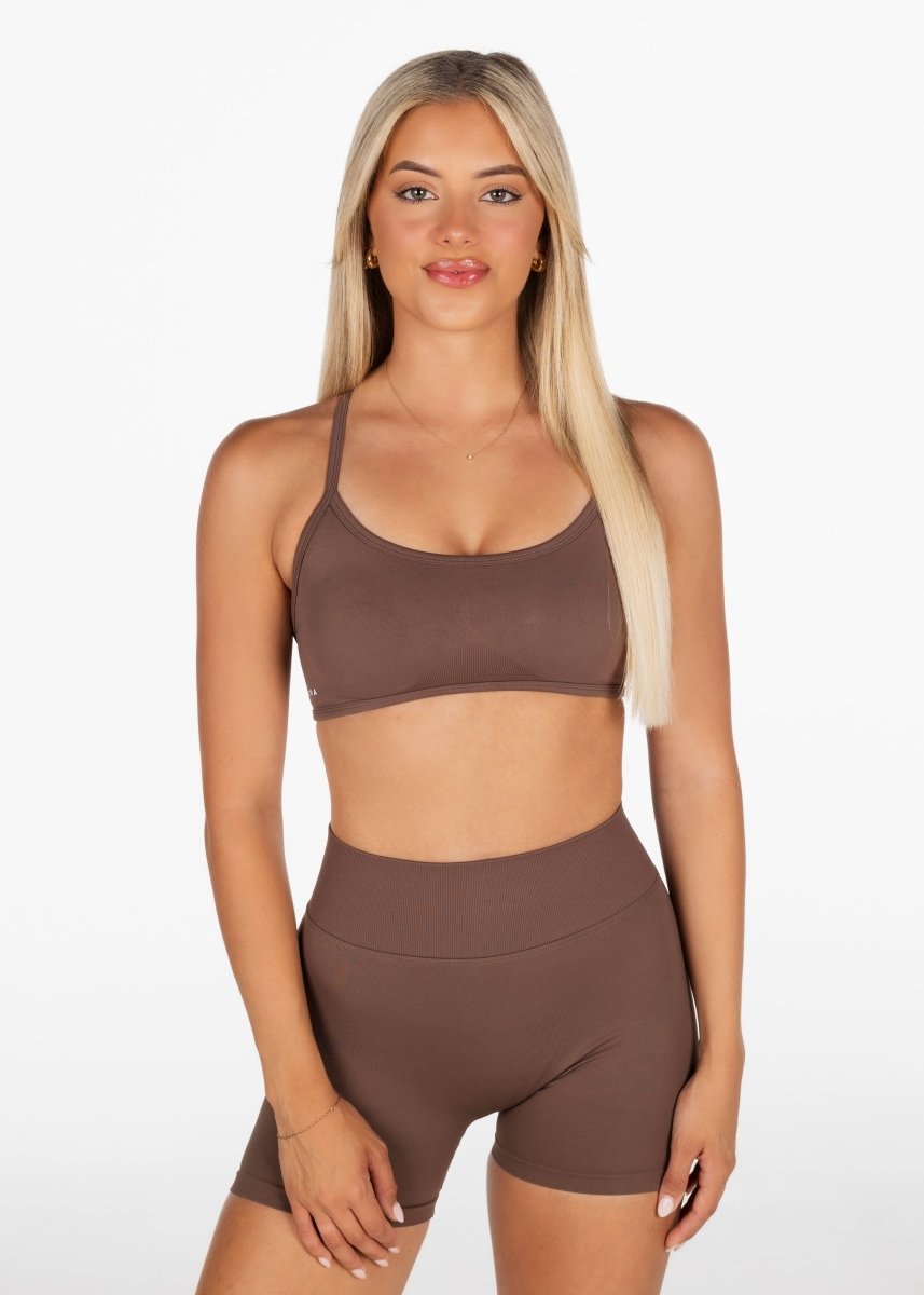 Lycra Seamless Crop - Hazelnut Brown - Kikiva Collection