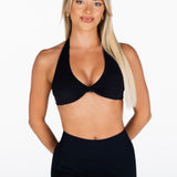 Dynamic Halter Twist Crop - Black